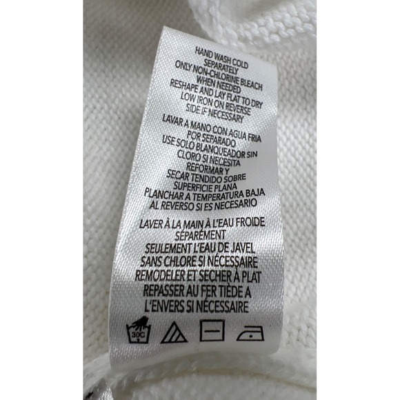 Karl Lagerfeld Paris Women’s Sweater Large White Bonjour Black Lettering Classic - Picture 11 of 11